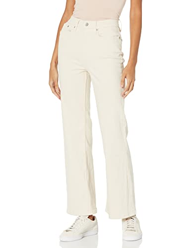 Calvin Klein Women's Jeans Super High Rise Side Split Flare Denim, Ecru, 29