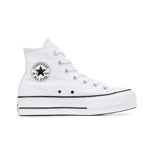 Converse Tênis feminino Chuck Taylor All Star Lift cano alto, Canvas Lift Branco Preto Branco, 6.5 Women/5 Men