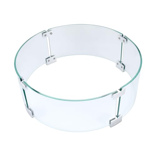 vchin Fire Pit Wind Guard, 17" Glass Wind Guard for Fire Pit Round Table, Made of Clear Tempered Glass, Set with Assembly Instructions