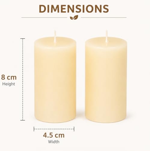 Image of AuraDecor Vanilla Caramel Scented Pillar Candles | Set of 2 | 25 Hours Burn Time Each | Smokeless Paraffin Wax Candles | Long Lasting Fragrance | Decorative Candle for Home Decor & Gifts
