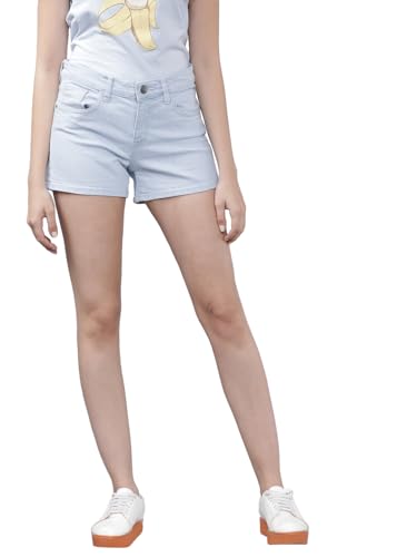 Image of Tokyo Talkies Women's Regular Fit Denim Shorts | Stretchable Shorts