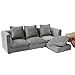 iLAND Dollhouse Furniture Miniature Sectional Couch Set Fit 1/12 Scale Accessories for Doll House Décor and 3 to 6 inches Doll Figure, Modern Light Grey Velvet Sofa Elegant & Classic