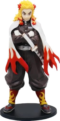 Image of Rengoku Action Figure with Keychain Demon Slayer Anime Collectible PVC Model | Action Figure Collectibles for Home Decor, Office Desk & Gifting (Rengoku + Keychain)