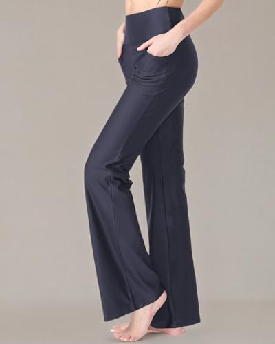 Image of Zeronic Women's Bootleg Yoga Pants with Pockets Long Bootcut Workout Running Pants Tummy Control Pockets Work Pants for Women