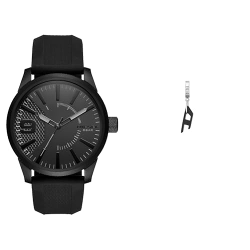 Montre Diesel Rasp Homme en silicone noir et boucle d'oreille acier inoxydable premium