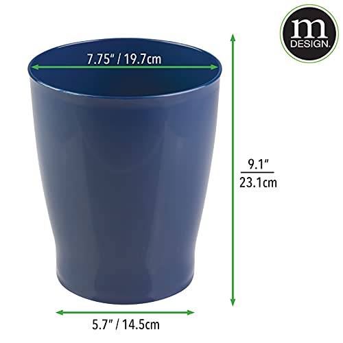 Image of mDesign Round Plastic Bathroom Garbage Can, 1.25 Gallon Wastebasket, Garbage Bin, Trash Can for Bathroom, Bedroom, and Kids Room - Small Trash Can - Fyfe Collection - Navy Blue