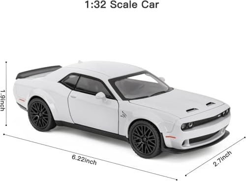 Image of WORSHIPER 1:24 Dodge Challenger SRT Exclusive Alloy Metal Pull Back Die-cast Car Model with Sound Light Mini Auto Toy for Kids for Toy Car with Sound and Light (1:24 Dodge Challenger - Grey)