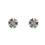 LYGSWDB 2 Pendientes de Plata de Ley S925 para ílago de Mujer, Pendientes de aro de Cristal arcoíris para Novia, Hermana, Regalo, Piercing Pendiente yc629 (Color de la Joya: 6)