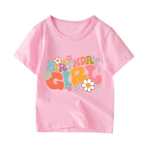 Image of Birthday Shirt Girls Toddler T-Shirts Unicorn Mermaid Birthday Tees Little Kids Top Outfit White Pink 2nd 3rd 4th 5th 6th 7th
