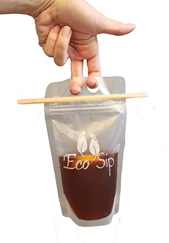 image for Biodegradable Disposable Drink Pouches by EcoSip – Eco-Friendly w/Gu