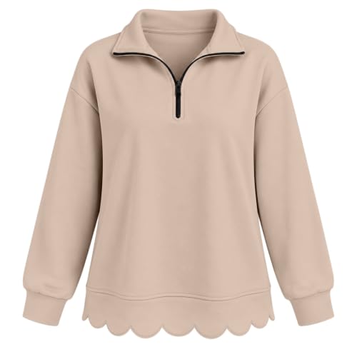 Sweatshirts for Women Loose Fit Scalloped Edge Casual Pullover Tops 2026 - image 7
