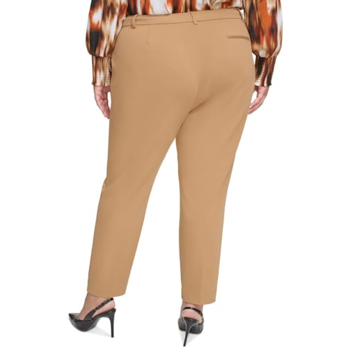 Calvin Klein Womens Plus High Rise Ankle Straight Leg Pants Brown 16W2
