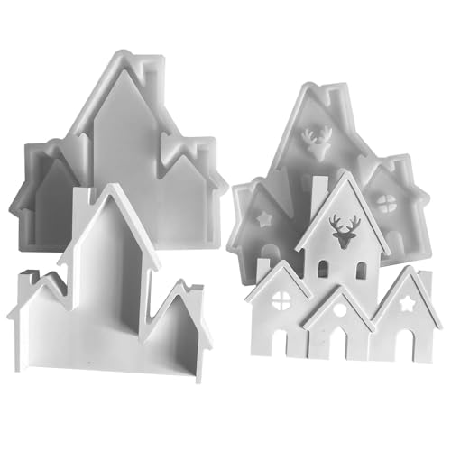 Moldes de silicona para el hogar de Navidad,Moldes para el hogar de Navidad - Molde de silicona para el hogar,Molde de silicona para casa de pueblo, molde de resina de tema navideño creativo, moldes