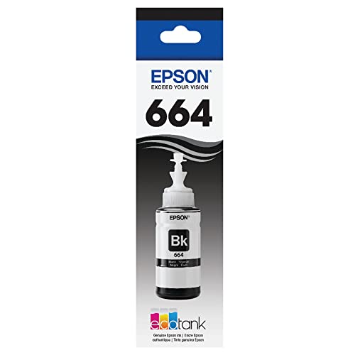 Amazon.com: EPSON T664 EcoTank - Botella de tinta de alta capacidad, color  negro (T664120-S) para impresoras Epson EcoTank seleccionadas : Productos  de Oficina