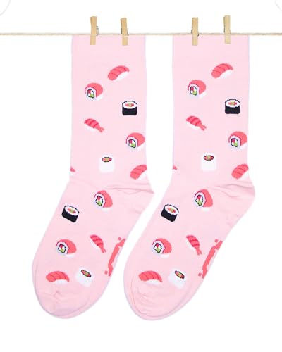 Roits Chaussettes Sushi Rose Femme 36-40 - Chaussettes Fantaisie Cadeau Originale Rigolotes Drôles à Motifs Multicolore Qualité