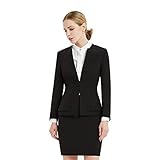 Women Business Suit Set for Office Lady Two Pieces Slim Work Blazer & Skirt (Black, 2)