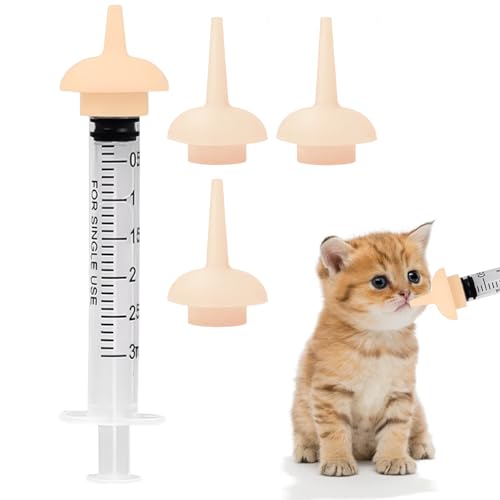 ZingFsh 5 Pack Pet Nursing Feeding Kit - Syringe & Miracle Nipple for Kittens Soft Nipples for Puppies Newborn Squirrels Rabbits & Small Animals