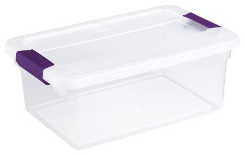 Sterilite15 Quart ClearView Latch Storage Container With Sweet Plum Handles