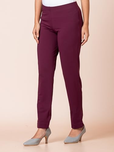 Image of Ruby Cotton Lyrcra Blend Copper Collection Straight Pants | Perfect Blend of Style and Comfort | Professional and Casual Wear #1