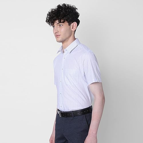 Image of J. HAMPSTEAD Cotton Regular Fit Checks Formal Shirt for Men (JS11053H)