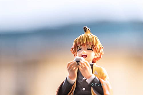 Image of Trunkin Demon Slayer Zenitsu Agatsuma Perching Sitting Eating Action Figure | Kimetsu No Yaiba Pm Anime Figure Weeb Manga Collectible | Anime Figurine,8 X 3 cm, Multicolor