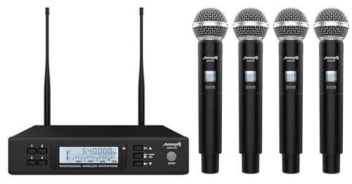 Audibax AWM 401 Sistema Inalámbrico Micrófono de Mano de 4 Canales UHF