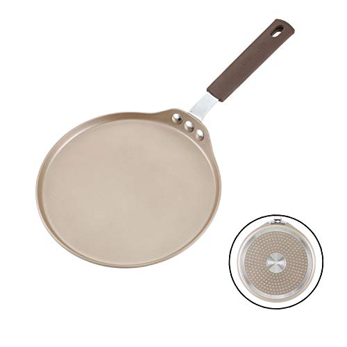 CHEFMADE Crepe Pan con bambù Spreader, 8-Pollici Antiaderente Pancake Pan con Isolante Manico in Silicone per Il Gas, di Induzione, Piano Cottura Elettrico (Champagne Oro)