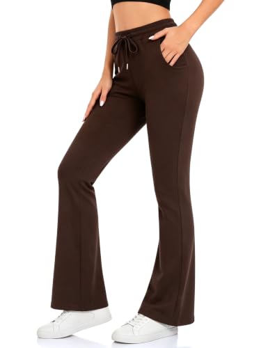 Image of Terecey Joggers for Women UK High Waisted Wide Leg Sweatpants Brown