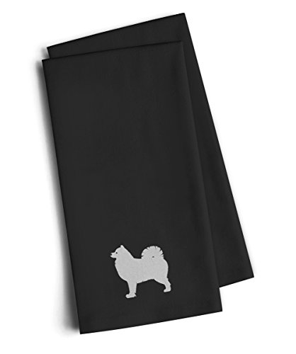 Caroline's Treasures BB3459BKTWE Samoyed Black Embroidered Towel Set of 2 Decorative Bathroom Guest Hand Towel for Hand, Face, Tea, Dishcloth, 19 X 25, Black