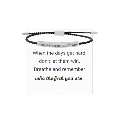 Dont Let the Hard Days Win Bracelet for Women Engraved Bracelets for Women Stainless Steel Serenity Prayer Bracelet Inspirational Bracelet for Women Men Inspirational Jewelry Gifts (silver black)