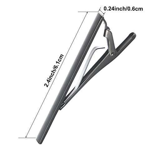 Roctee 2pcs Black Tie Bar Clip 2.4 Inch, Men’s Tie Tacks Pins Tie Clips Necktie Bar Pinch Clip Set for Regular Normal Size Ties for Men Tie Set Accessories Jewelry Fashion Designs2