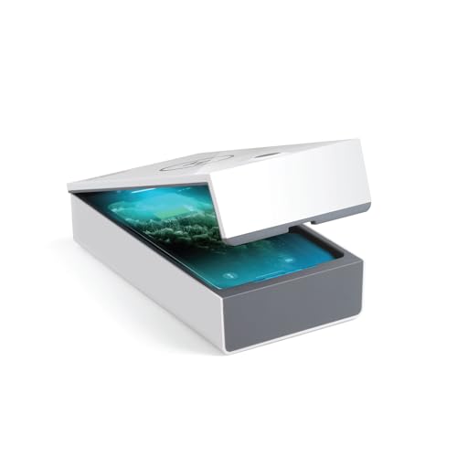 Technaxx UV Desinfektion-Box TX-148 - Desinfektion für Handy`s & Gegenstände, 99,9% Sterilisationseffizienz, Aromaölkammer, Keime, Kabelloses Laden 5W für alle Handys