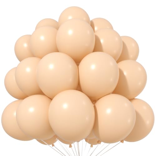 Image of Jobkoo Nude Balloons, 12 Inch 30 Pcs Beige Balloon Retro Apricot Neutral Latex Balloons Matte Tan Cream Blush Peach Helium Party Balloons for Boho Birthday Wedding Baby Bridal Shower Party Decorations