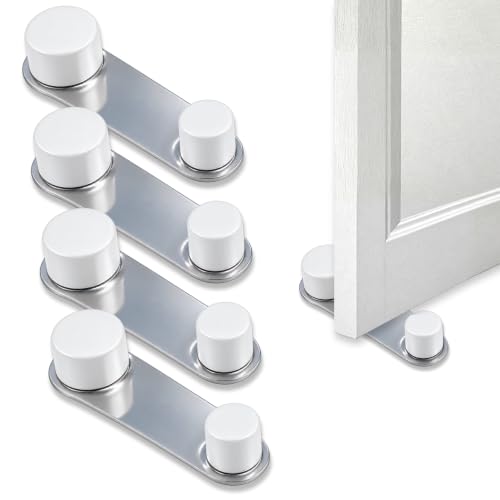 Topes para Puertas Autoadhesivos Giratorios 360°, Blancos, 4 Unidades