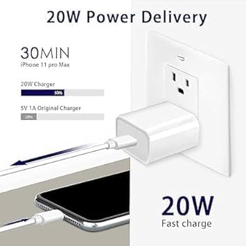 Image of Original 20W PD Charger Compatible for Original 20W PD Fast Type C Wall Charger with Charging Cable Compatible with 15 /15 Plus Pro Max /15 Pro Max /15 Mini /(Type C) (DP87)