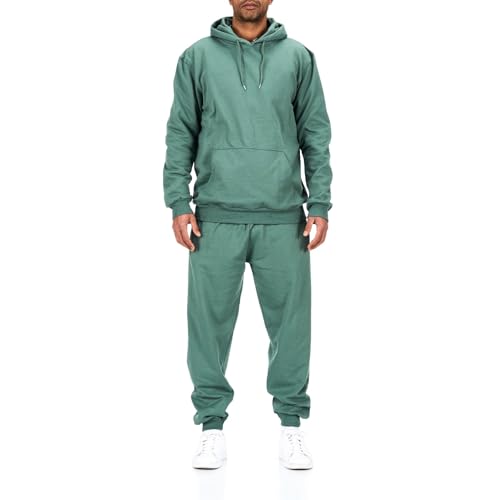 iProfash Chándal deportivo para entrenamiento, pantalones de entrenamiento, jersey, talla 3, (sudadera con capucha + pantalones) verde claro, XL