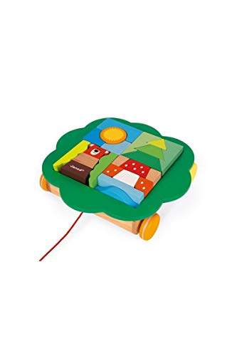 Janod J08196 - Zigolos Nachziehwagen Mit Bausteinen