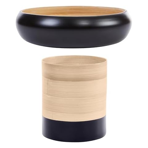 HABITAAS Matching Fruit Bowl and Kitchen Utensil Crock Bundle in Black Cover
