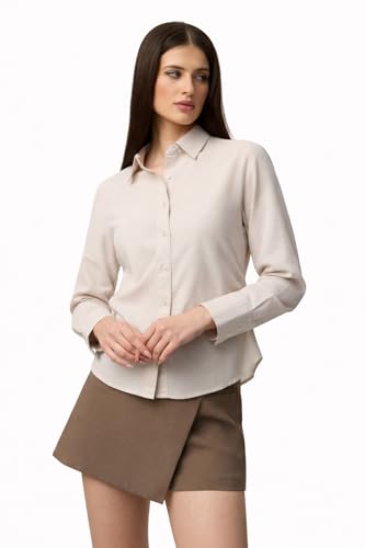 Image of The Souled Store Solids: Women and Girls Full Sleeves Spread Collar Solid Cotton Slim Fit Lightweight Comfortable All-Season Shirt for Casual Business Wear