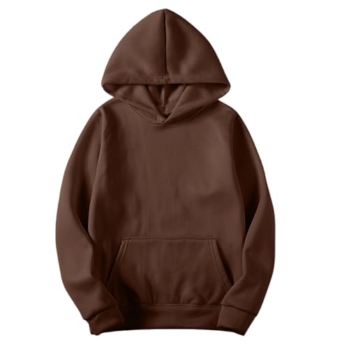 Men's Oversized Loose Hooded Sweatshirt Vintage Lightweight Y2K Pullover Fall Solid Color Basic Hoodies with Pocket