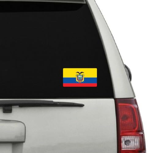 Image of World Country Flag Decal Stickers - Two Pack - for Cars Windows Bumpers Laptops Tablets Tumblers Cups Walls (Ecuador)