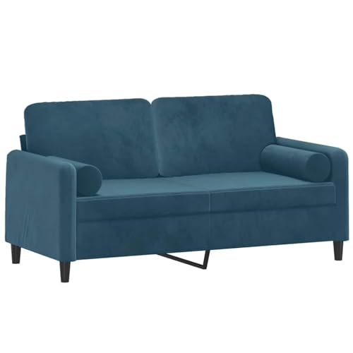 Sofá de 2 plazas moderno azul con cojines decorativos 5