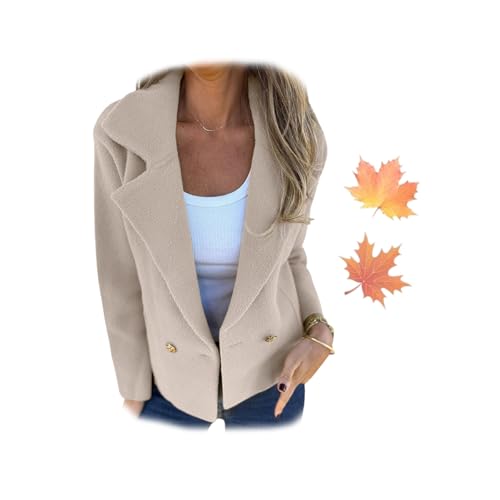 Women's Lapel Cropped Sweater Blazer – Wool Blend Coat for Office, Travel & Everyday Style