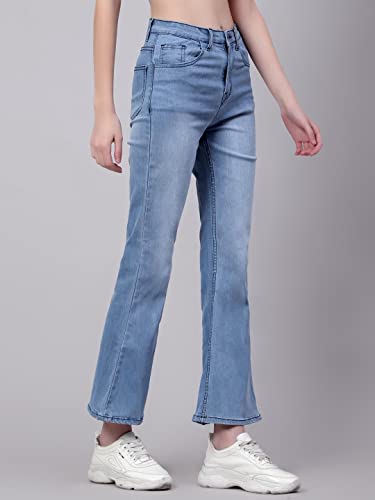 Image of KOTTY Flare Bottom Jeans for Women - Stylish Slim Fit with Bell Shape Leg