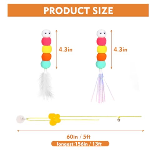 Image of Cat Toys, Hanging Spring Toys for Cats, Interactive Cat Playing Toy with Feathers and Crinkle Paper, Kitten Toys for Indoor Play, 2-Pack