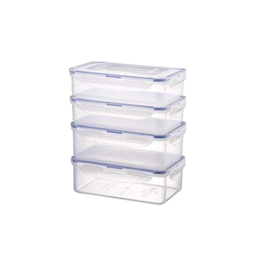 Lock & Lock Frischhaltedosen im 4er Set stapelbare Vorratsdosen aus hochwertigem transparentem Kunststoff bpa-frei auslaufsicher rechteckig 2 x 0 8 Liter und 2 x 1 Liter