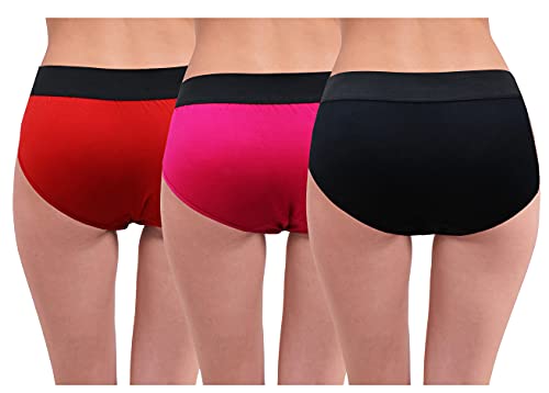 Image of RC. ROYAL CLASS Women's Solid Plain Broad Elastic Pure Cotton Hipsters Multicolored Panty(Pack of 3)