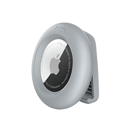 Coque AirTag Belkin durable gris clair, étui haute résistance anti-choc