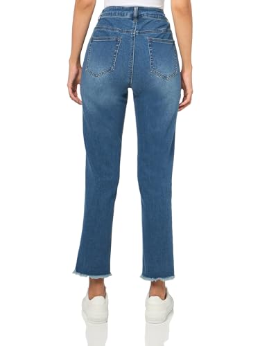 SLIM-SATION Zip Front Center Seamed Leg Ankle Jean with Fringe Hem and Back Pockets2