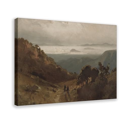 Muted Autumn Landscape Painting, Warm Tone Fall Wall Decor, Vintage